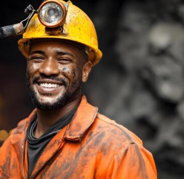 smiling-african-american-miner-wearing-helmet-and-orange-jumpsuit-in-underground-mine-environment-photo 1
